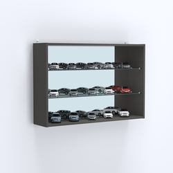 Витрина настенная №203-2Г с двумя полками из стекла и зеркалом, Черный