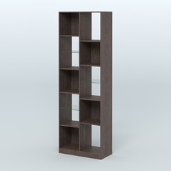 Стеллаж из ДСП серии ЛОФТ №8-3 с полками стекло 5 мм, Дуб Венге