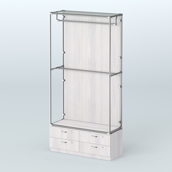 Торговая система ХРОМ (задняя стенка - ДСП) 1200 мм №1-2 с тумбой Т-14 и поручнями, Ясень Анкор светлый