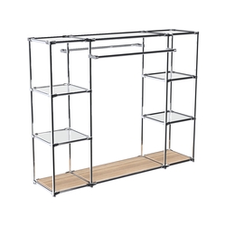 Хромированный стенд-вешало TD-45 №1-4 Хром с полками Зеркало 4мм, Дуб Сонома