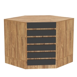 Торговый стол-прилавок внутренний с фасадными панелями №15Э, Дуб Канзас коричневый + Черный