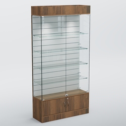 Витрина СЕТЬ №3-П с экономпанелью и полками, Орех