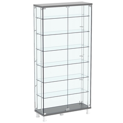 Витрина РОНДО с регулировочными полками №3-5-РЕГ на ножках (задняя стенка стекло), Антрацит