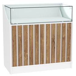 Прилавок серии "Смок" №2, Белый + Дуб Канзас коричневый