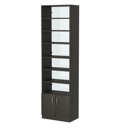 Стеллаж из ДСП с 6-ю полками 350x600 мм серии LEVEL-6 №6-1 (З/C - СТЕКЛО), Черный