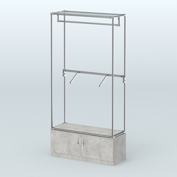 Торговая система ХРОМ без ДСП 1200 мм №2-4 с тумбой Т-21 и поручнями, Метрополитан Грей