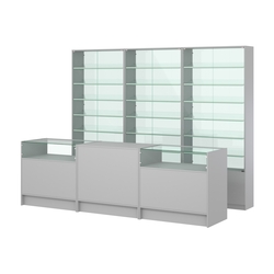 Комплект витрин с наклонными полками SL-6 №12-1 и прилавков ЭК-2, Серый
