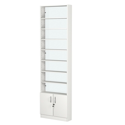 Стеллаж из ДСП с 7-ю полками 150x600 мм серии LEVEL-7 №2-1 (З/C - СТЕКЛО), Белый