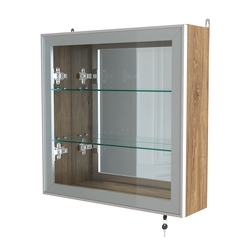 Витрина настенная №1-2А с зеркалом серии Collecto, Дуб Канзас коричневый