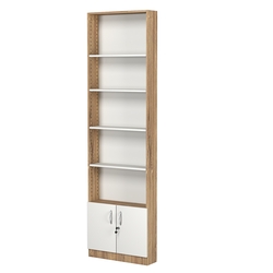 Стеллаж из ДСП с 4-мя полками 150x600 мм серии LEVEL-4 №2 (З/C - ДВП), Дуб Канзас коричневый + Белый