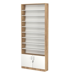 Стеллаж из ДСП с 8-ю полками 200x900 мм серии LEVEL-8 №10 (З/C - ДВП), Дуб Канзас коричневый + Белый