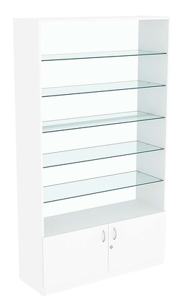 Витрина СЭСП-О №1-1-400 (З/C - Стекло) со стеклянными полками, Белый