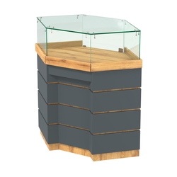 Торговый прилавок угловой внешний с утопленным фасадом №УФ-5, Дуб Золотистый и Темно-Серый