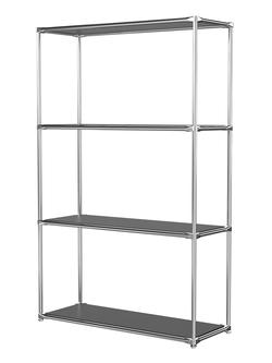 Хромированный стеллаж СТИЛЬ №1г с полками ДСП 16 мм, Черный