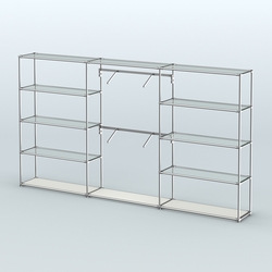 Торговая система ХРОМ без ДСП 3600 мм с прозрачными полками и поручнями №6, Белый