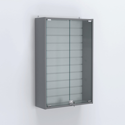 Витрина настенная №202-1Б с эконом панелью и стеклянными дверками, Бетон Чикаго светло-серый F186 ST9