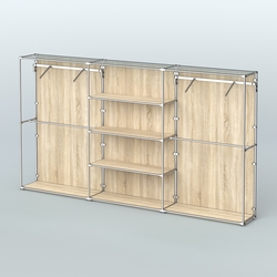 Торговая система ХРОМ (задняя стенка - ДСП) 3600 мм с полками ДСП и поручнями №10, Дуб Сонома