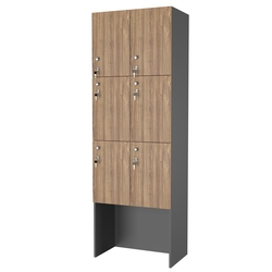 Шкаф для раздевалок СТАНДАРТ-ТРИО №3-2, Дуб канзас коричневый + Темно-серый