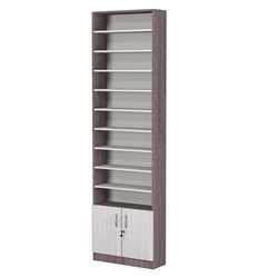 Стеллаж из ДСП с 9-ю полками 200x600 мм серии LEVEL-9 №3 (З/C - ДВП), Ясень Анкор темный + Ясень Анкор светлый