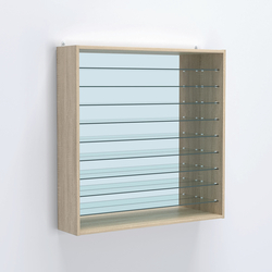 Витрина настенная №204-6Г зеркальная с девятью прозрачными полками, Дуб Сонома