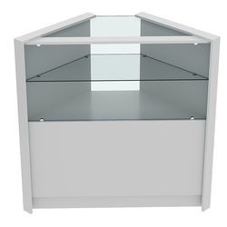 Прилавок из ДСП Модерн №6 угловой с прозрачной полкой, Серый