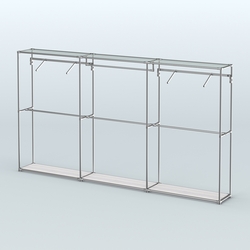 Торговая система ХРОМ без ДСП 3600 мм с поручнями №3, Ясень Анкор светлый