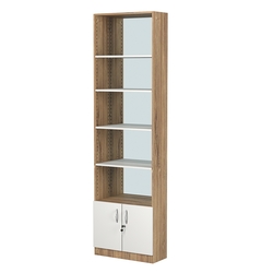 Стеллаж из ДСП с 4-мя полками 250x600 мм серии LEVEL-4 №4-2 (З/C - ЗЕРКАЛО), Дуб Канзас коричневый + Белый