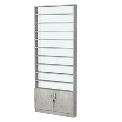 Стеллаж из ДСП с 10-ю полками 100x900 мм серии LEVEL-10 №8-1 (З/C - СТЕКЛО), Метрополитан Грей