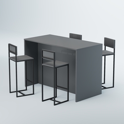 Комплект барный стол "Кофе-брейк" №5 и стулья, Темно-Серый
