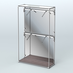 Торговая система ХРОМ (задняя стенка - зеркало) 1200 мм с поручнями №3, Ясень Анкор темный