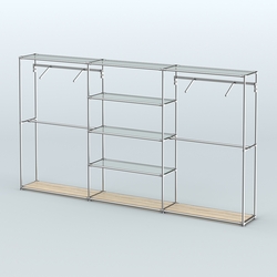 Торговая система ХРОМ без ДСП 3600 мм с прозрачными полками и поручнями №10, Дуб Сонома