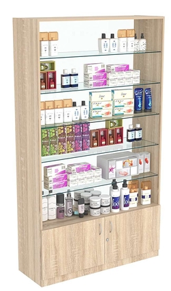 Витрина СЭСП-О №1-1-400 (З/C - Стекло) со стеклянными полками, Дуб сонома