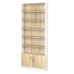 Стеллаж из ДСП с 5-ю полками 150x900 мм серии LEVEL-5 №9 (З/C - ДВП), Белый + Дуб Сонома