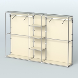 Торговая система ХРОМ (задняя стенка - ДСП) 3030 мм с полками ДСП и поручнями №12, Крем Вайс
