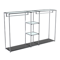 Хромированный стенд-вешало TD-48 №1-1 Хром (с прозрачными полками стекло 6мм), Черный