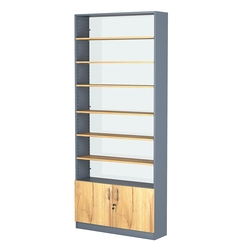 Стеллаж из ДСП с 6-ю полками 250x900 мм серии LEVEL-6 №11-1 (З/C - СТЕКЛО), Темно-серый и Дуб Золотистый