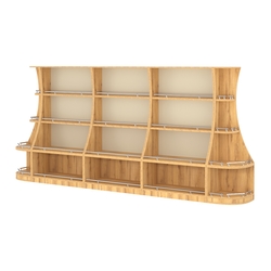 Пристенный низкий стеллаж ГАРАНТ №3-О с ограничителями, Дуб Золотистый и Крем Вайс