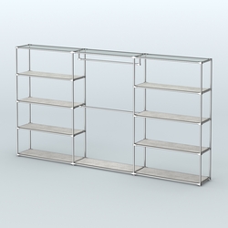 Торговая система ХРОМ без ДСП 3600 мм с полками ДСП и поручнями №1, Метрополитан Грей