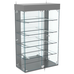 Витрина настенная НЕО №2А-3 с четырьмя полками и зеркалом, Темно-Серый