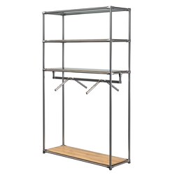 Хромированное вешало БАШНЯ №7-4 с полками Зеркало 4мм, Дуб Золотистый