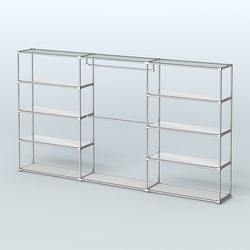 Торговая система ХРОМ без ДСП 3600 мм с зеркальными полками и поручнями №1, Серый