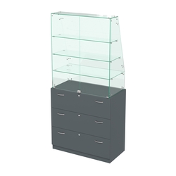 Закрытый прилавок с наклонным фасадным стеклом Селена-115, Темно-Серый