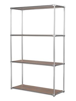 Хромированный стеллаж СТИЛЬ №1г с полками ДСП 16 мм, Орех