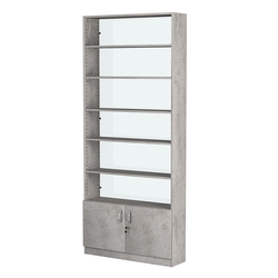 Стеллаж из ДСП с 5-ю полками 250x900 мм серии LEVEL-5 №11-1 (З/C - СТЕКЛО), Бетон Чикаго светло-серый F186 ST9