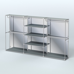 Торговая система ХРОМ (задняя стенка - зеркало) 3600 мм с полками ДСП и поручнями №2, Темно-Серый