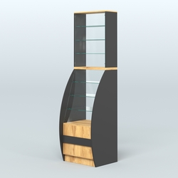 Витрина БРИЗ №1-600, Черный и Дуб Золотистый 10-U1148