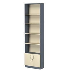 Стеллаж из ДСП с 4-мя полками 250x600 мм серии LEVEL-4 №4 (З/C - ДВП), Темно-серый + Крем Вайс