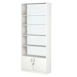 Стеллаж из ДСП с 4-мя полками 300x900 мм серии LEVEL-4 №12-1 (З/C - СТЕКЛО), Белый