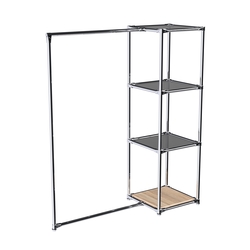 Хромированное вешало ЛИНИЯ №1-4 с зеркальными полками 4мм, Дуб Сонома