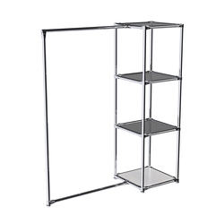 Хромированное вешало ЛИНИЯ №1-4 с зеркальными полками 4мм, Ясень Анкор светлый - U31104